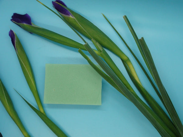 Iris Blossom Botanical Bar Soap: 4.0 oz.  A hint of spice with berries and citrus peel scent with moisture added butters and jojoba oil.