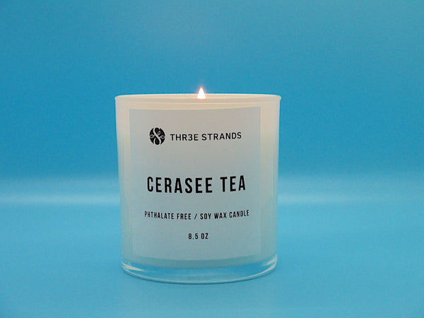 Ingredients: Soy Wax, Fragrance Oils. [Phthalate Free]  Burning Instructions: Trim wick to 1/4 inch before lighting and in between burn cycles. Only burn candle on a level, fire resistant surface. Do not burn the candle for more than 2 hours at a time.  Stop use when only 1/4″ of soy wax remains.