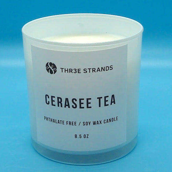 Ingredients: Soy Wax, Fragrance Oils. [Phthalate Free]  Burning Instructions: Trim wick to 1/4 inch before lighting and in between burn cycles. Only burn candle on a level, fire resistant surface. Do not burn the candle for more than 2 hours at a time.  Stop use when only 1/4″ of soy wax remains.